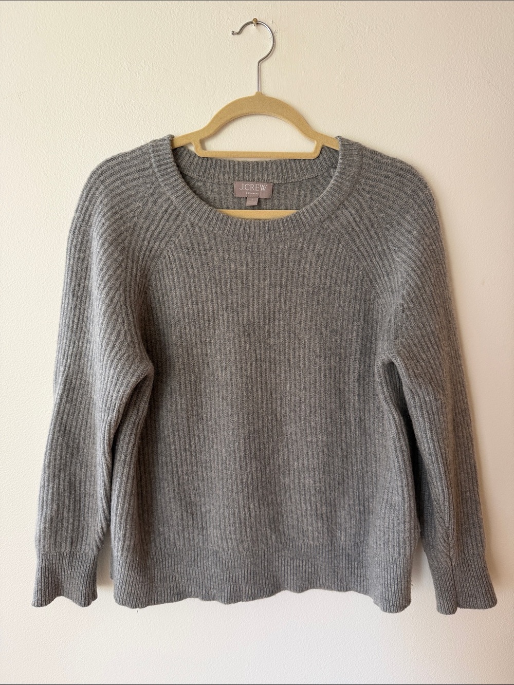 J. Crew Cashmere Ribbed Scoop Neck Long Sleeve Sweater Gray Size S